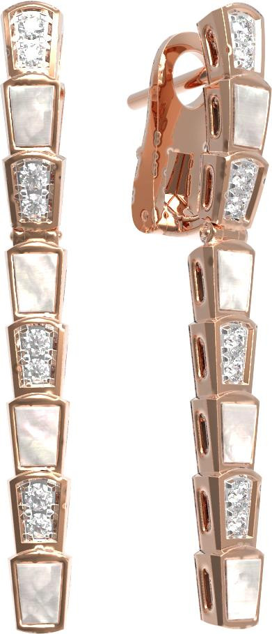 Серьги из золота c бриллиантами и перламутром