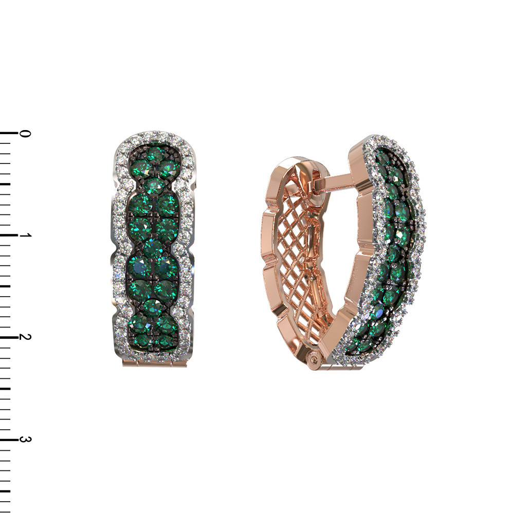 Серьги из золота c бриллиантами и изумрудом