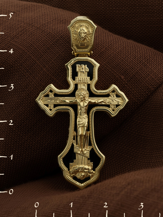 Крест из лимонного золота c ониксом