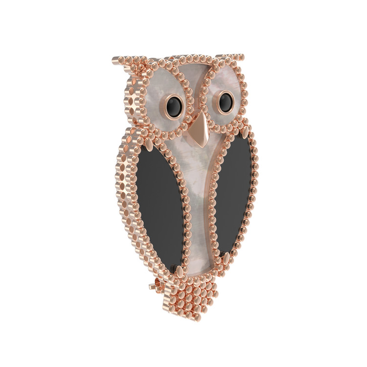 Брошь из золота c эмаль , ониксом и перламутром