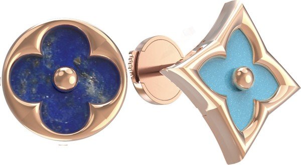 Серьги из золота c бирюзой и лазуритом