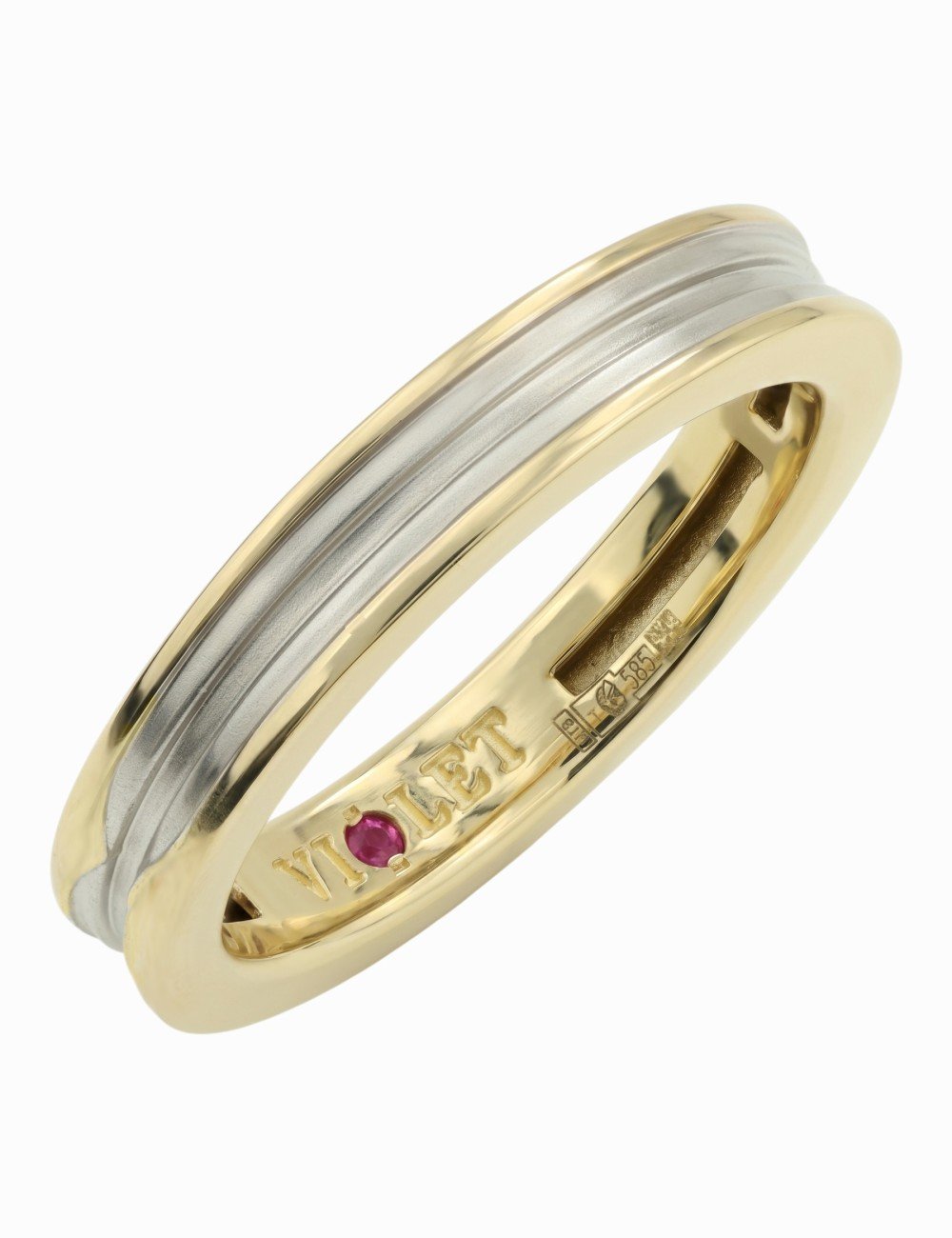 Кольцо из лимонного золота c рубином