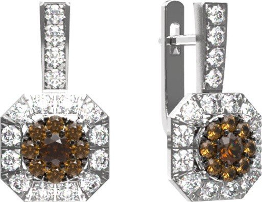 Серьги из белого золота c бриллиантами