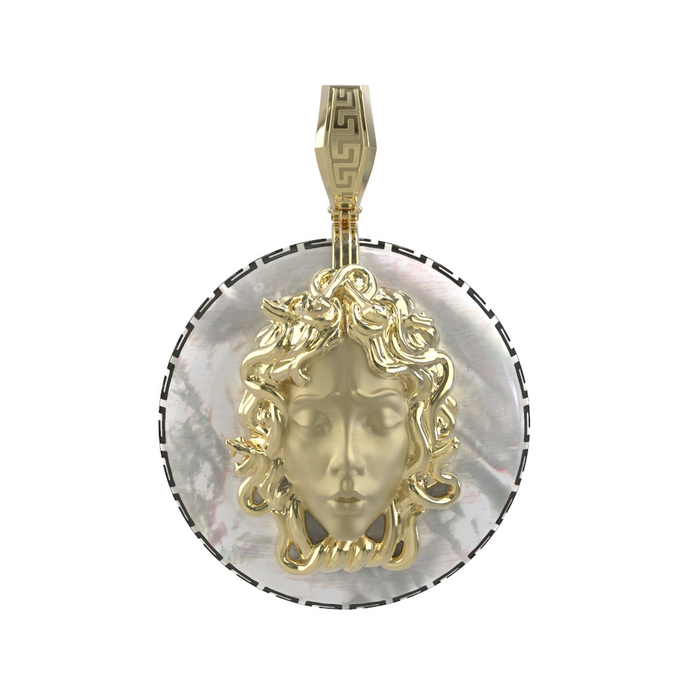 Подвеска из лимонного золота c эмаль и перламутром