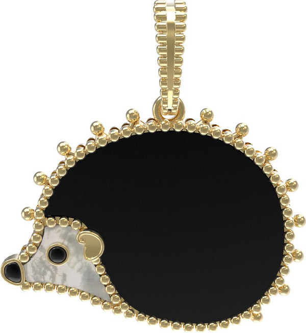 Подвеска из лимонного золота c эмаль , ониксом и перламутром