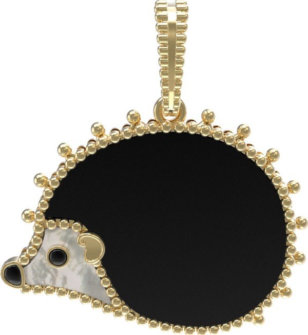 Подвеска из лимонного золота c эмалью, ониксом и перламутром