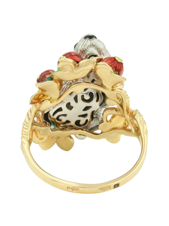 Кольцо из лимонного золота c эмаль