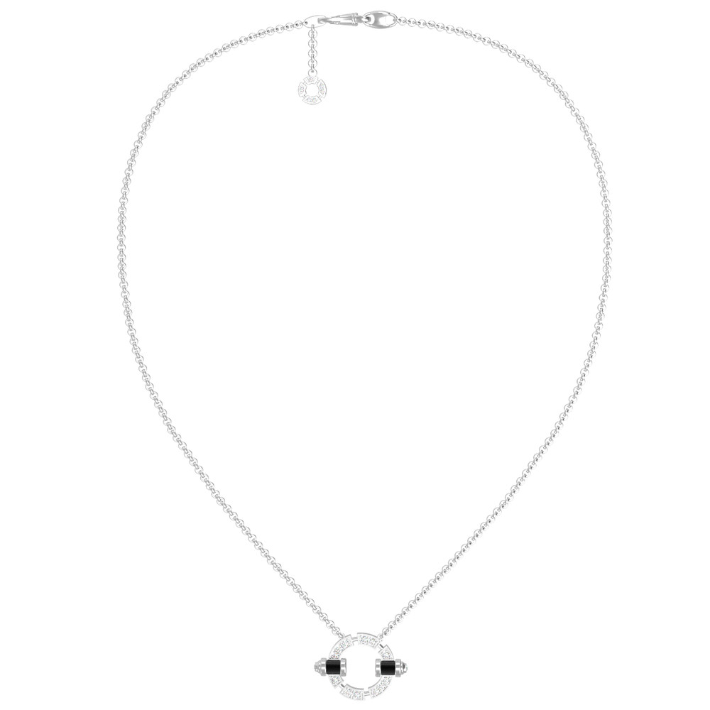 Колье из белого золота c бриллиантами и ониксом