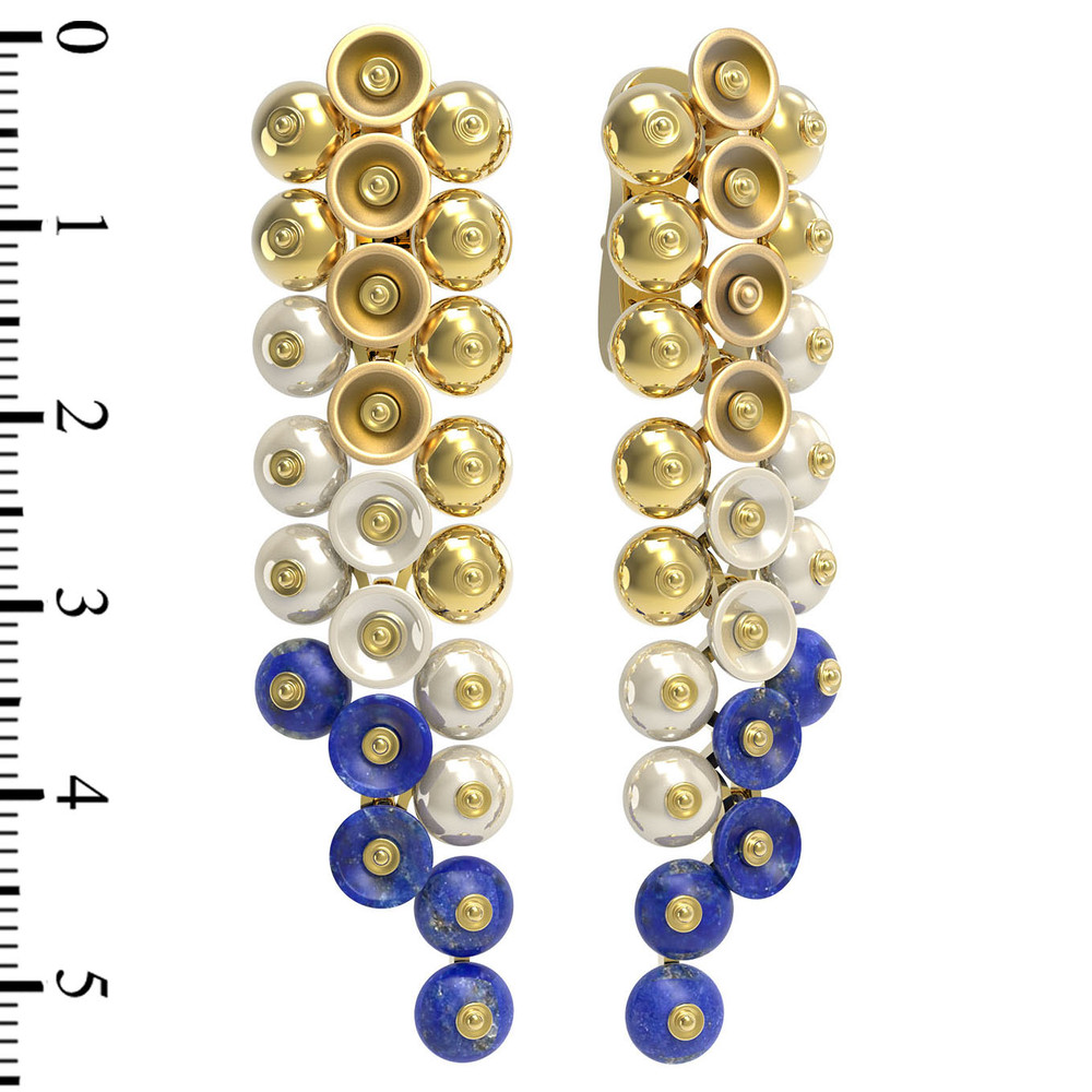 Серьги из лимонного золота c лазуритом и перламутром