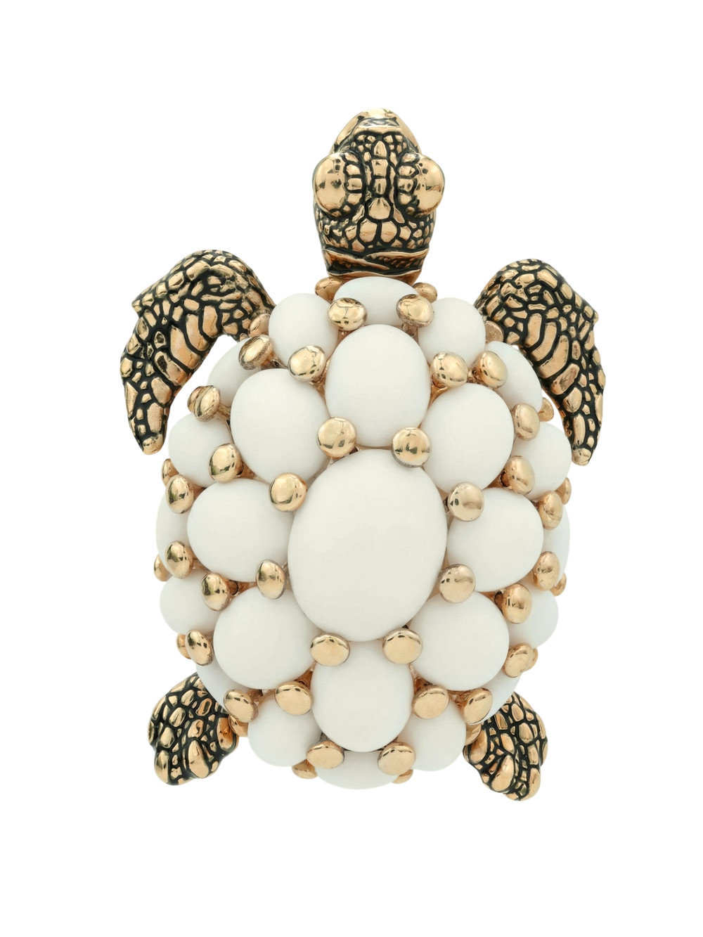 Брошь из золота c эмаль и бивнем мамонта