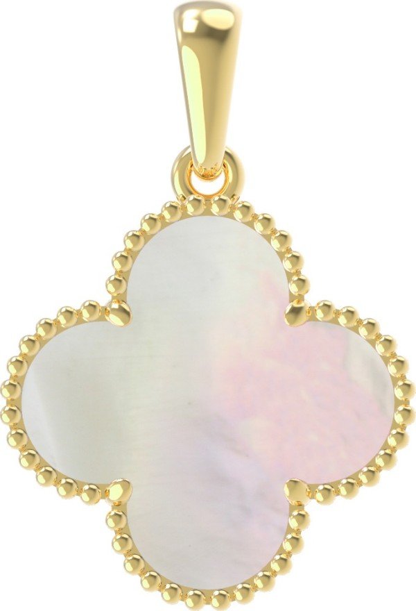 Подвеска из лимонного золота 585 пробы c перламутром