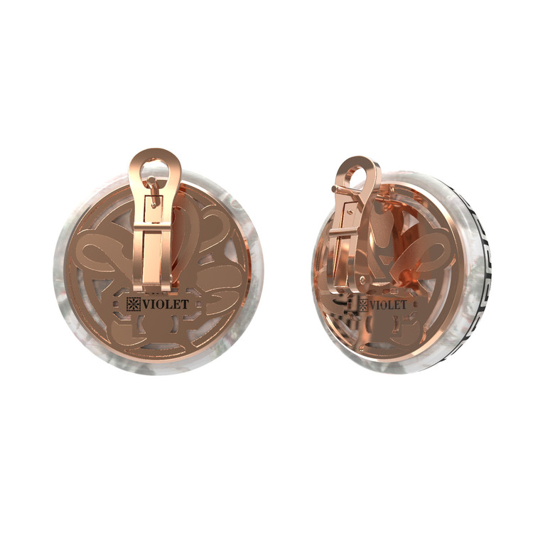 Серьги из золота c эмаль и перламутром