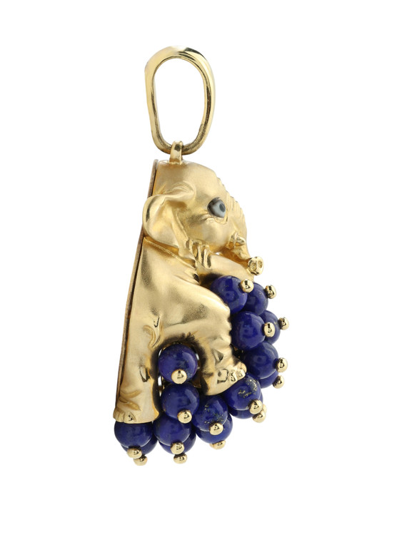 Подвеска из лимонного золота c эмаль и лазуритом
