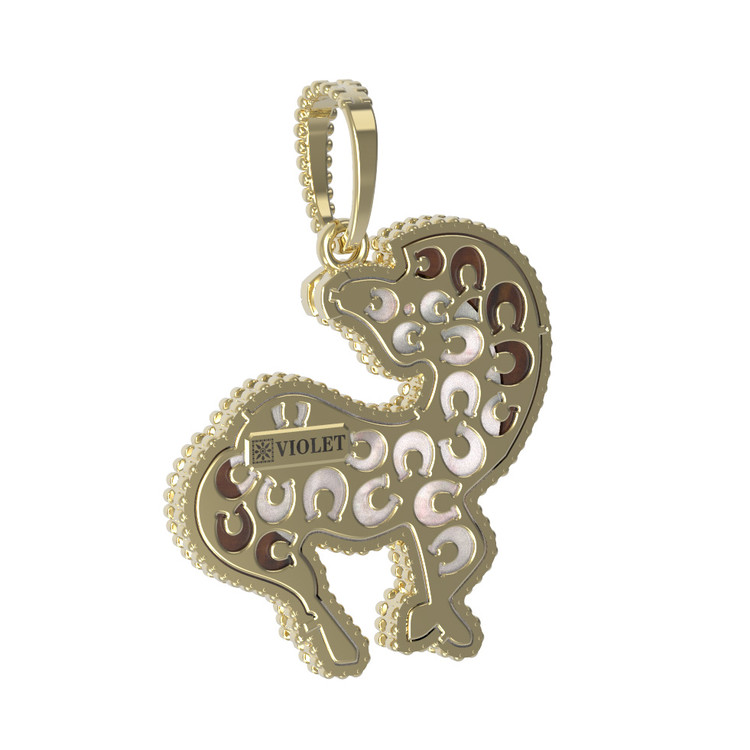 Подвеска из лимонного золота c эмаль , тигровым глазом и перламутром