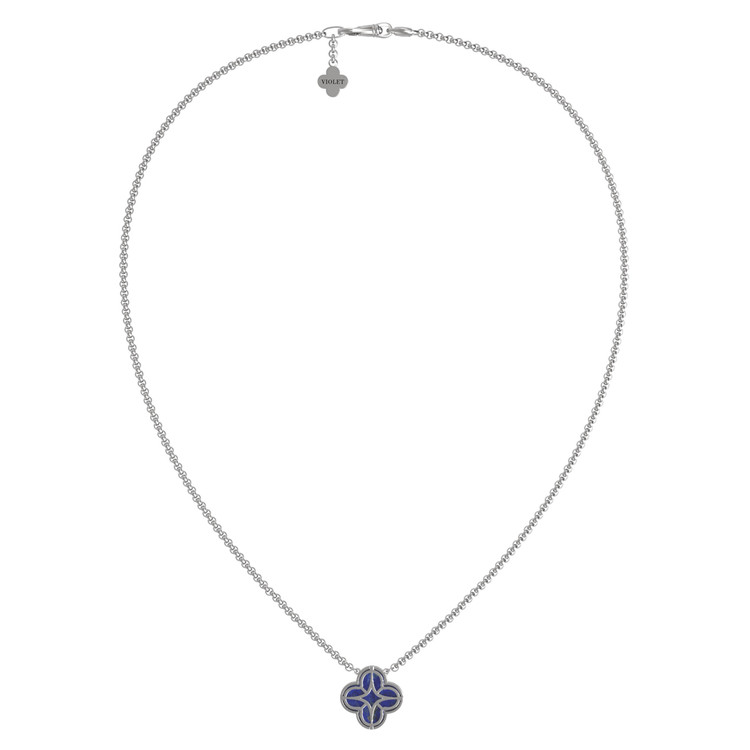 Колье из белого золота c бриллиантами и лазуритом