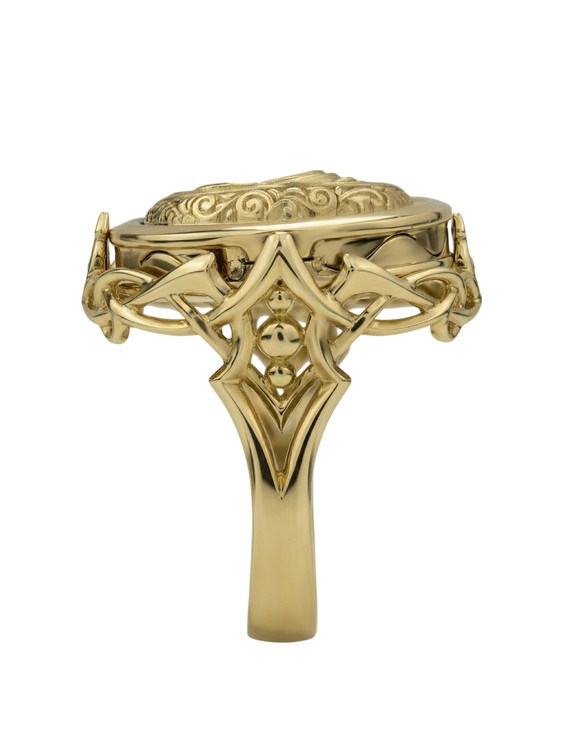 Кольцо из лимонного золота c бирюзой и лазуритом