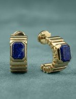 Серьги из лимонного золота c лазуритом