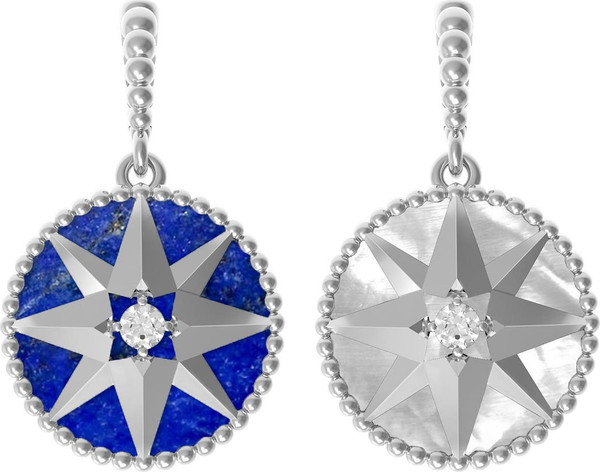 Подвеска из белого золота c фианитом, лазуритом и перламутром