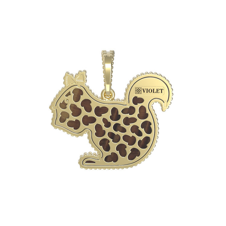 Подвеска из лимонного золота c бриллиантами и тигровым глазом