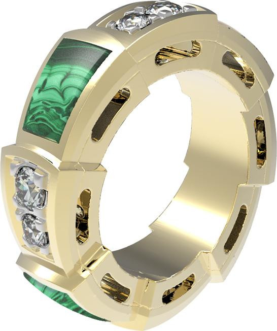 Подвеска из лимонного золота c бриллиантами и малахитом