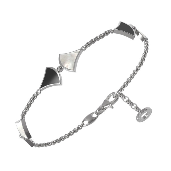 Браслет из белого золота c ониксом и перламутром