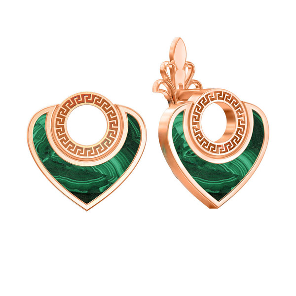 Серьги из золота c малахитом