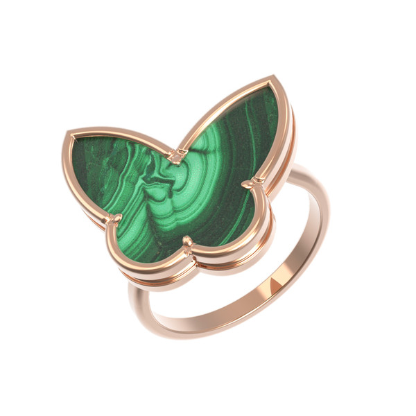 Кольцо из золота c малахитом