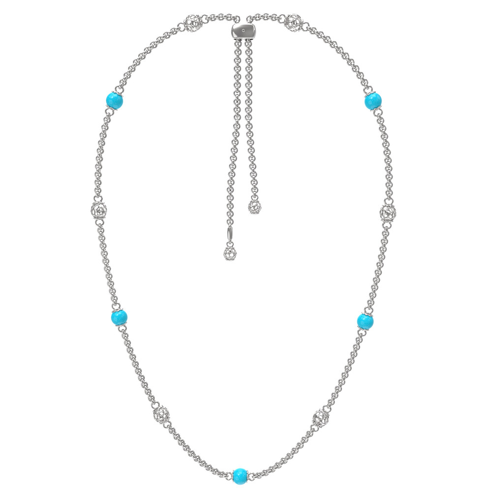 Колье из белого золота c бирюзой