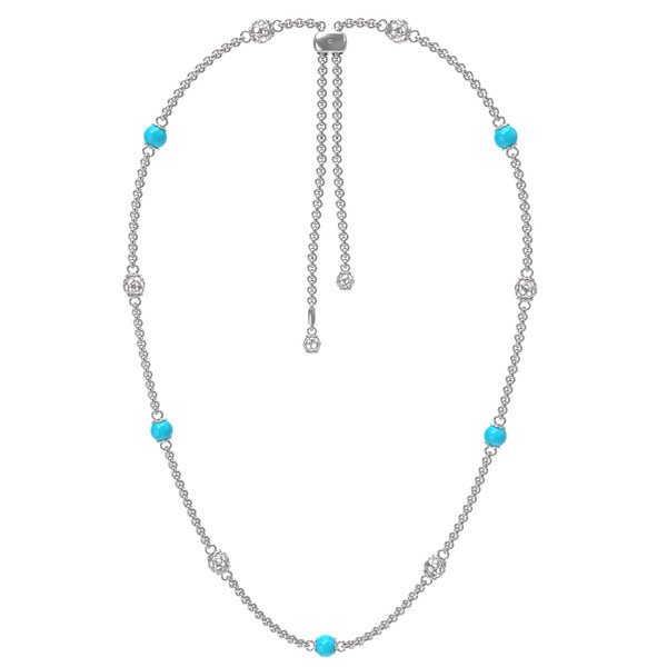 Колье из белого золота c бирюзой