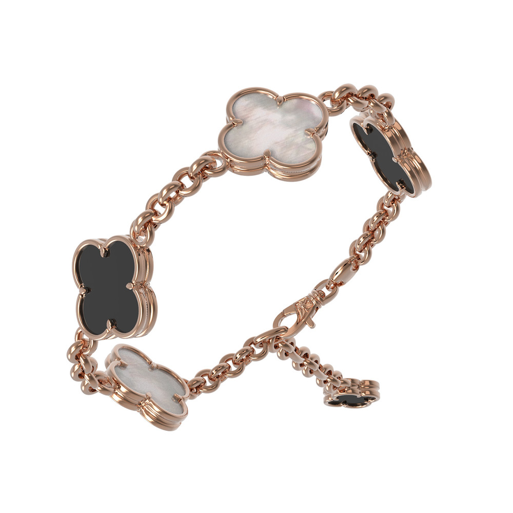 Браслет из золота c ониксом и перламутром