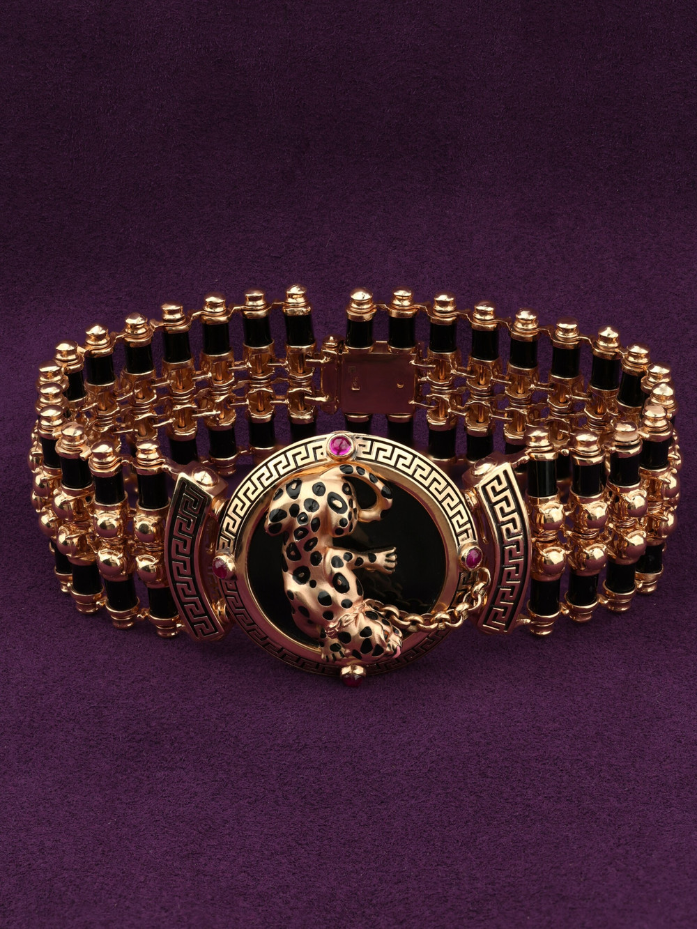 Браслет из золота c эмаль , ониксом и рубином