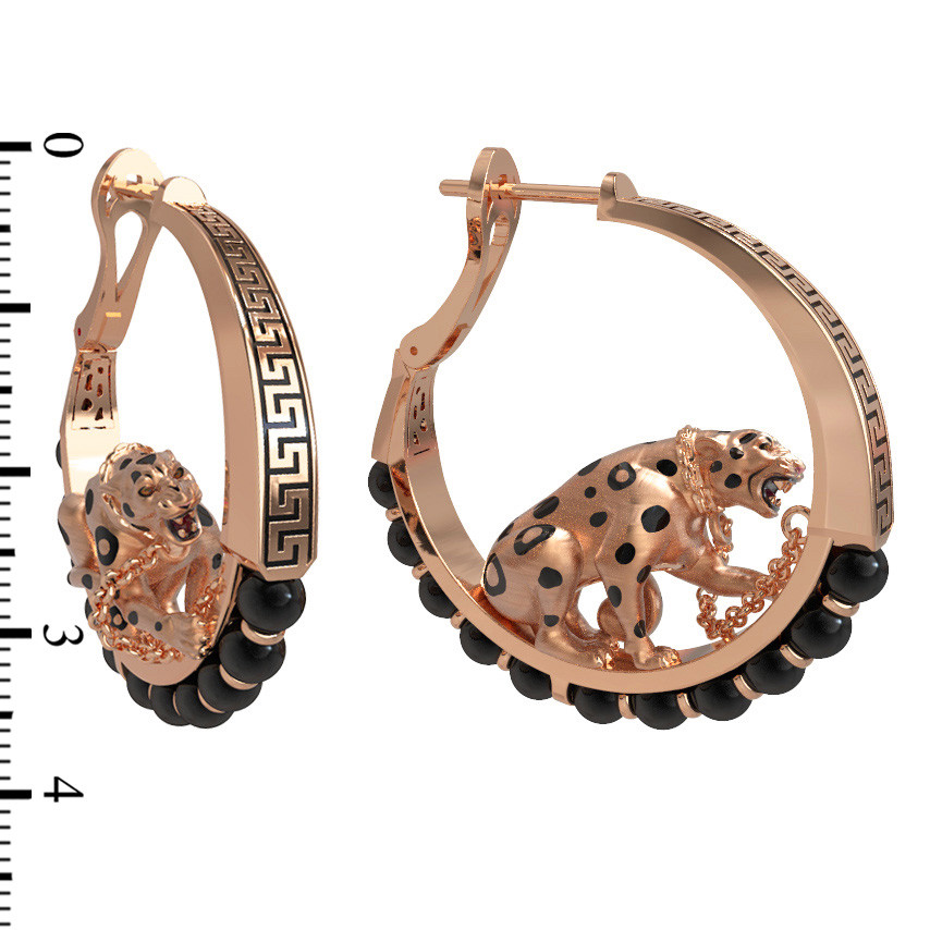 Серьги из золота c эмаль и ониксом