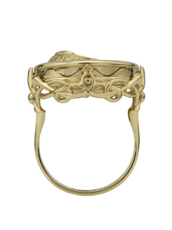 Кольцо из лимонного золота c бирюзой и лазуритом