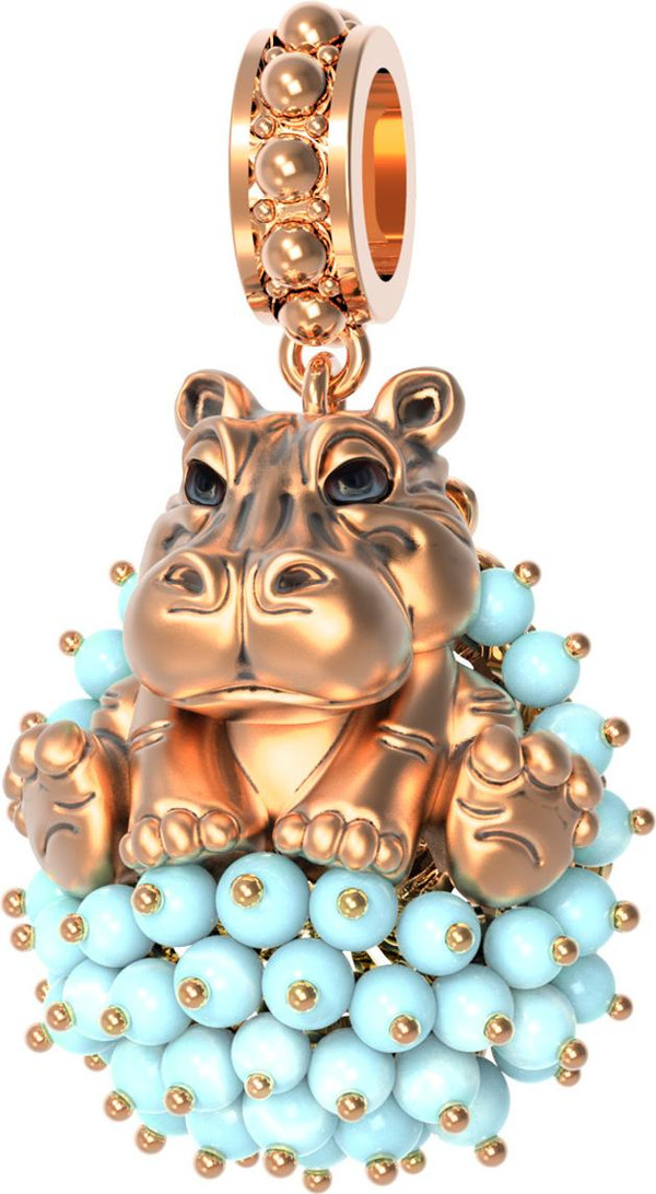 Подвеска из золота c эмаль и бирюзой