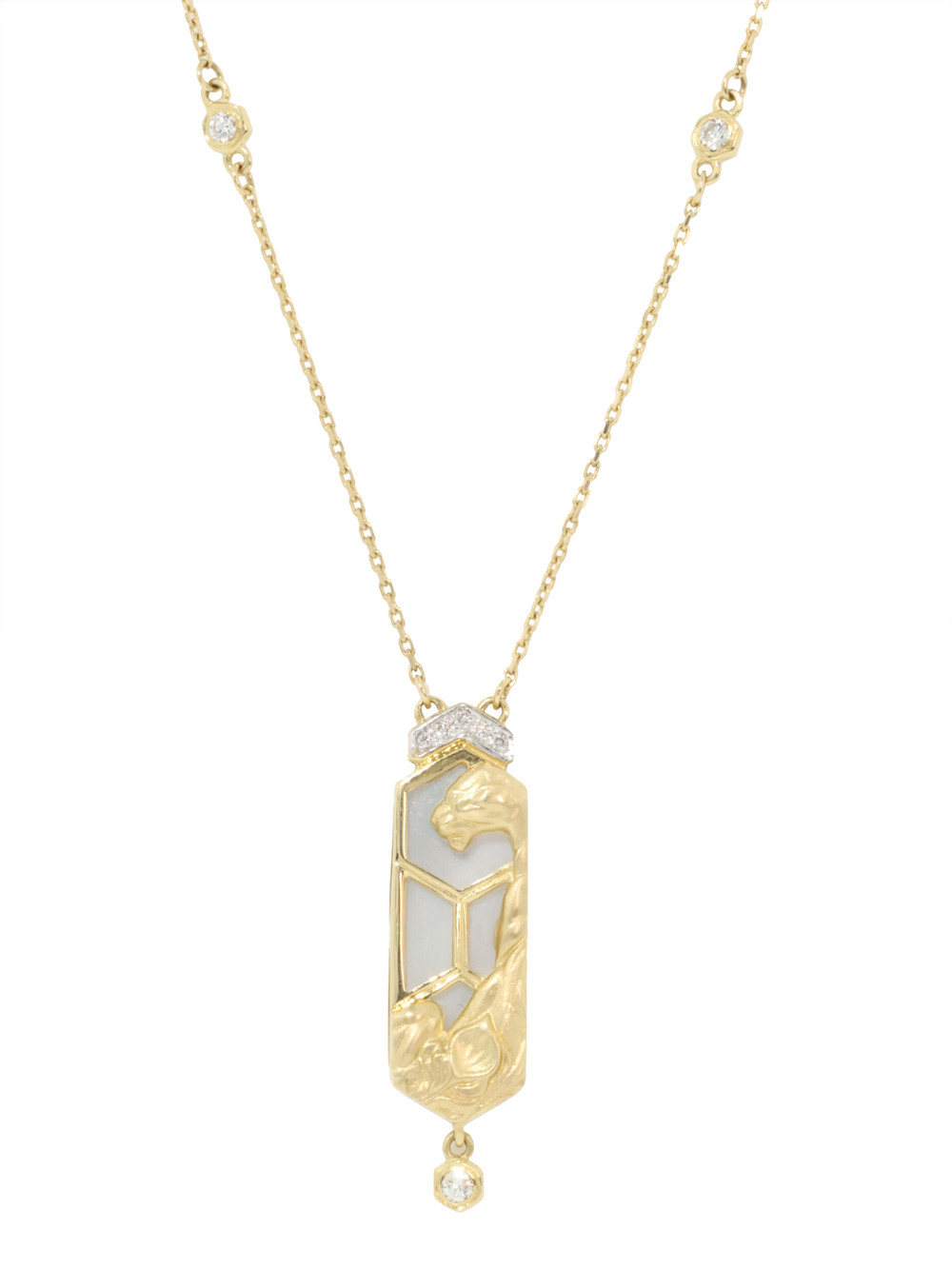 Колье из лимонного золота c бриллиантами и перламутром