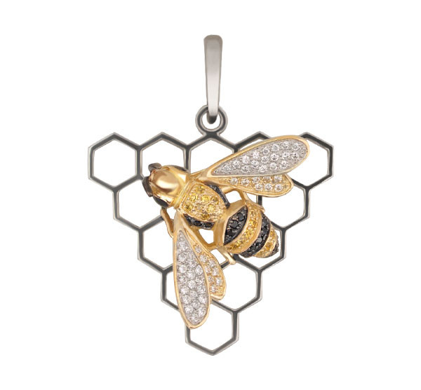 Подвеска из белого золота c эмаль и фианитом