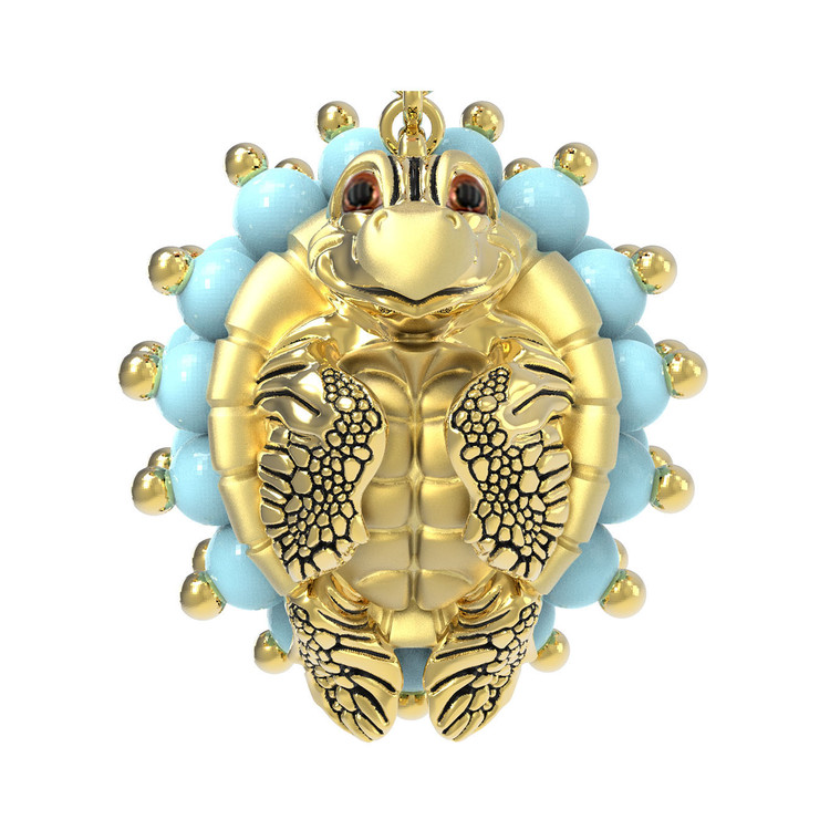 Серьги из лимонного золота c эмаль и бирюзой