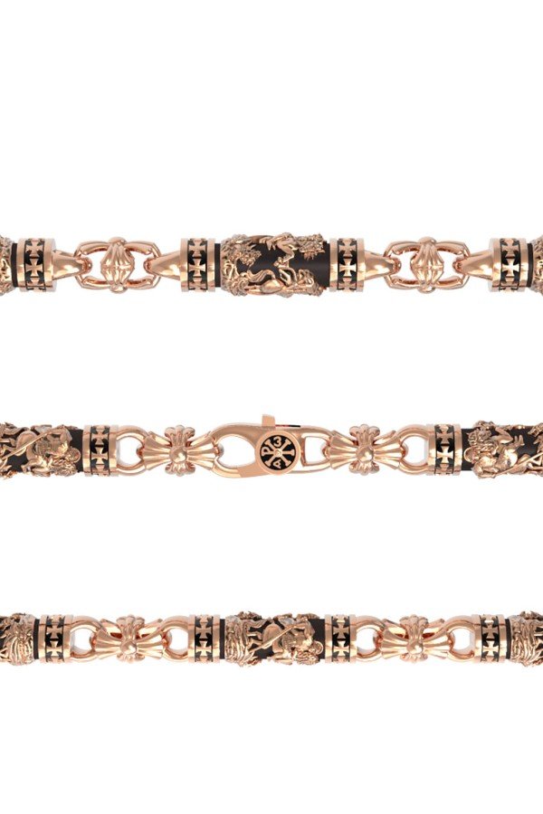 Цепь из золота 585 пробы c эбеновым деревом