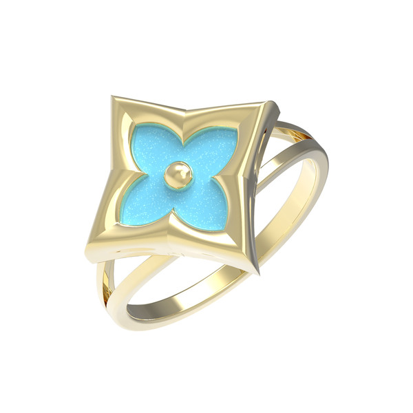 Кольцо из лимонного золота c бирюзой