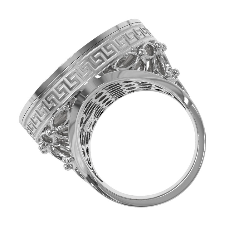 Кольцо из белого золота c эмаль и перламутром