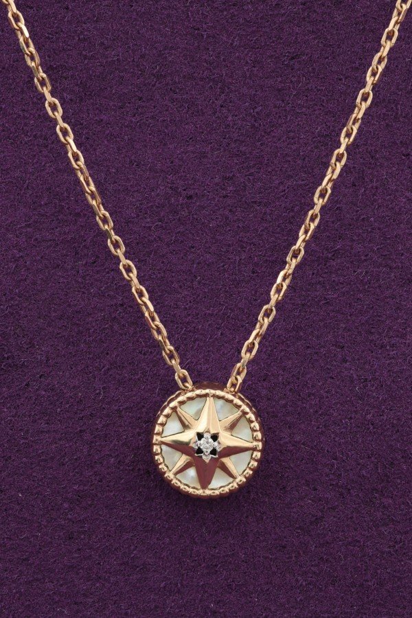 Колье из золота 585 пробы c бриллиантами и перламутром