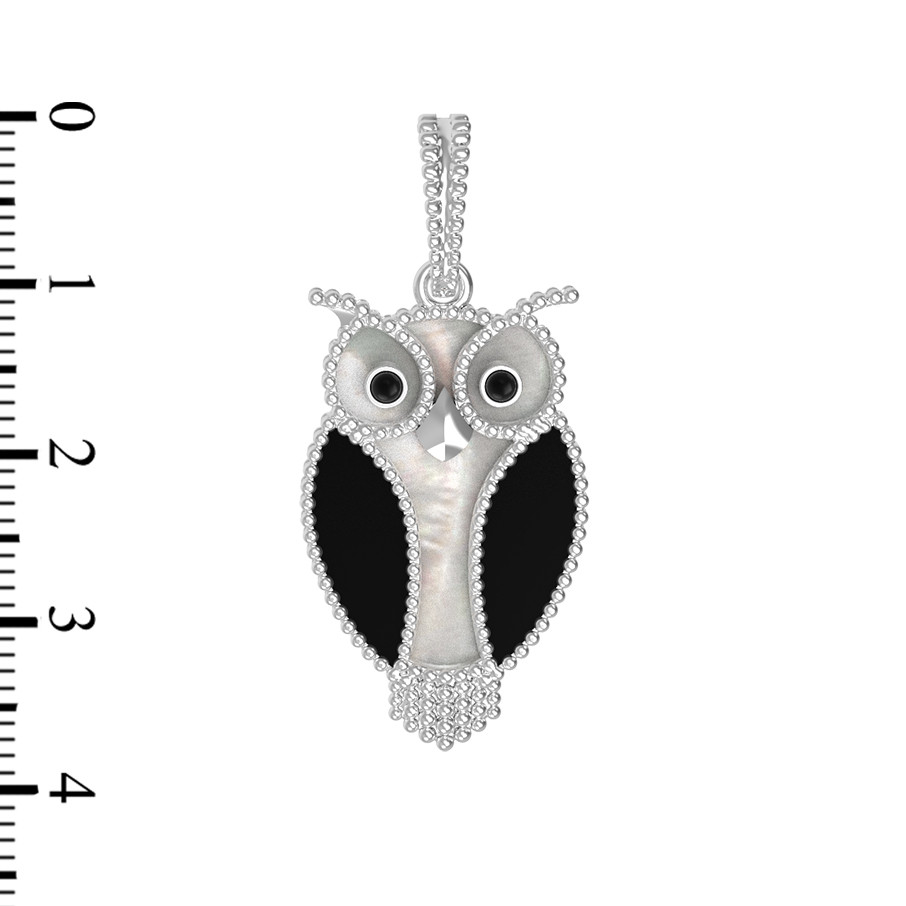 Подвеска из белого золота c эмаль , ониксом и перламутром