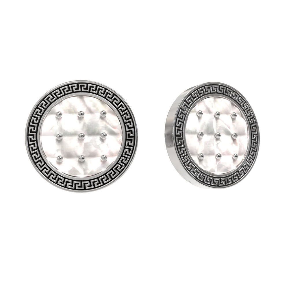 Серьги из белого золота c эмаль и перламутром