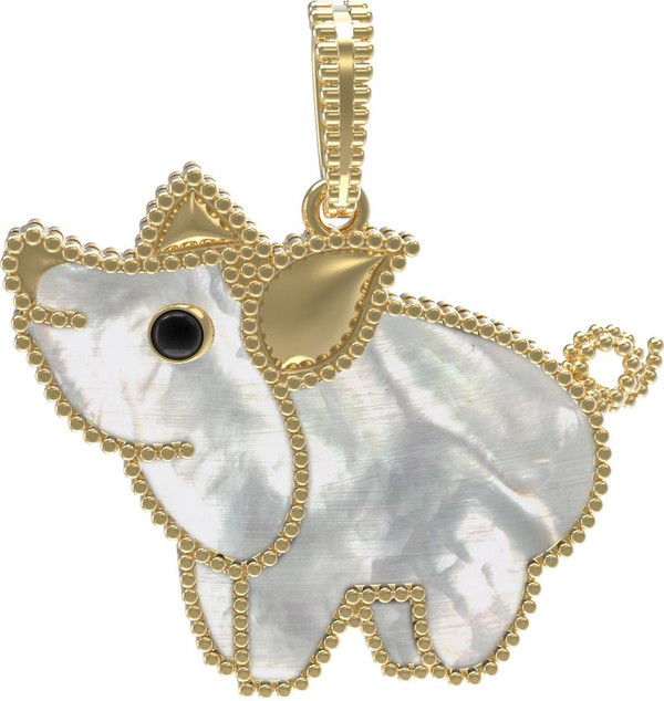 Подвеска из лимонного золота c эмаль и перламутром