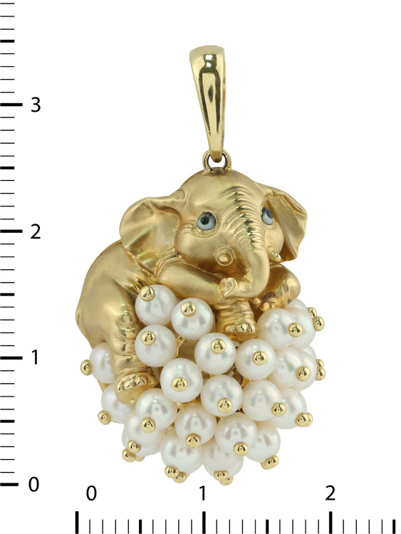 Подвеска из лимонного золота c эмаль и жемчугом