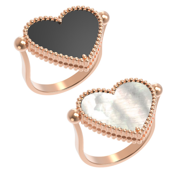 Кольцо из золота c ониксом и перламутром