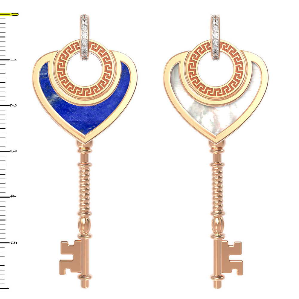 Подвеска из золота c фианитом, лазуритом и перламутром