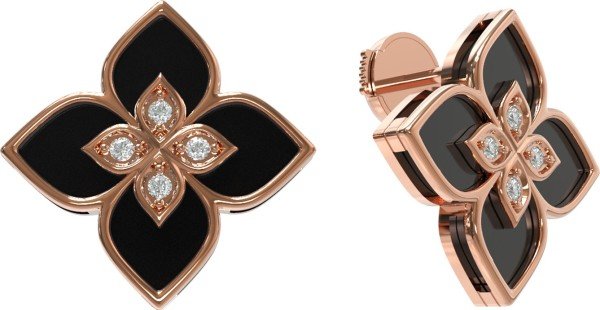 Серьги из золота c бриллиантами и ониксом