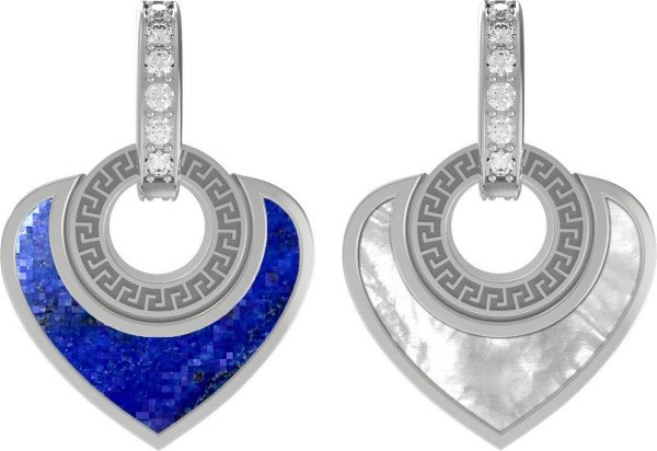 Подвеска из белого золота 585 пробы c фианитом, лазуритом и перламутром