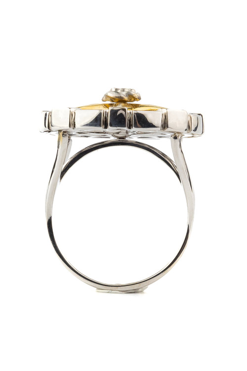 Кольцо из белого золота c эмаль и ониксом